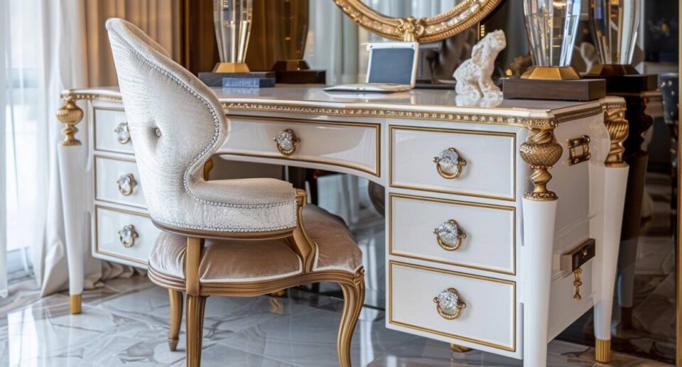 10 inspiracji na odnawianie starych biurek w stylu glamour