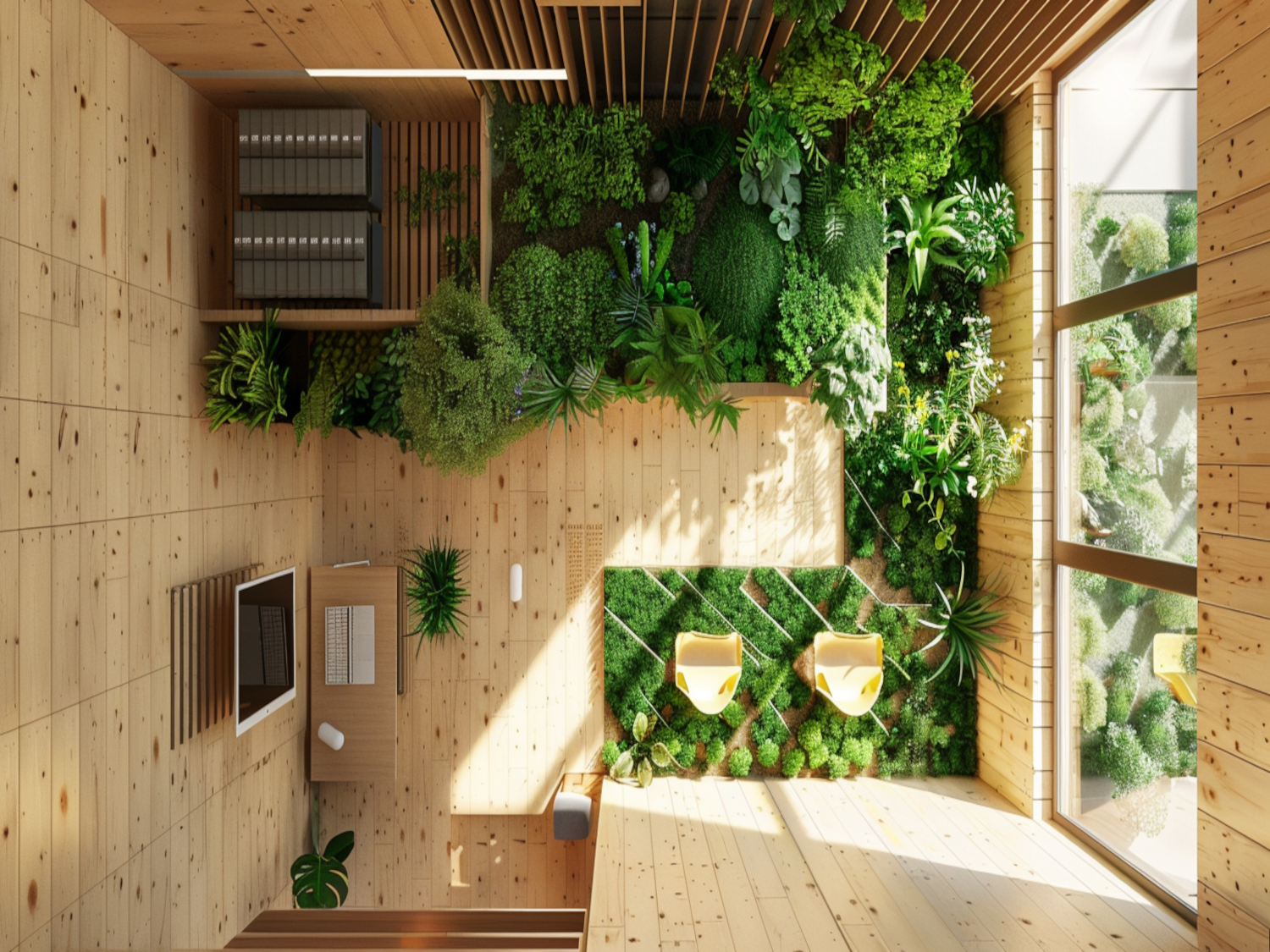 10 inspiracji na wnętrza coworkingowe w stylu eco-friendly z akcentami z drewna