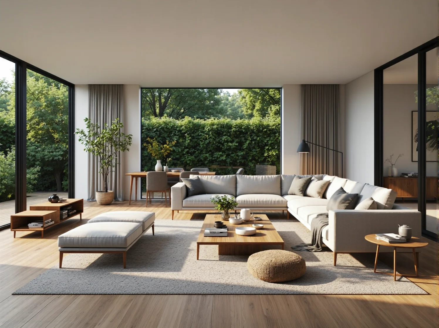 Aranżacja tarasu w górach z trwałymi meblami ogrodowymi i kocami