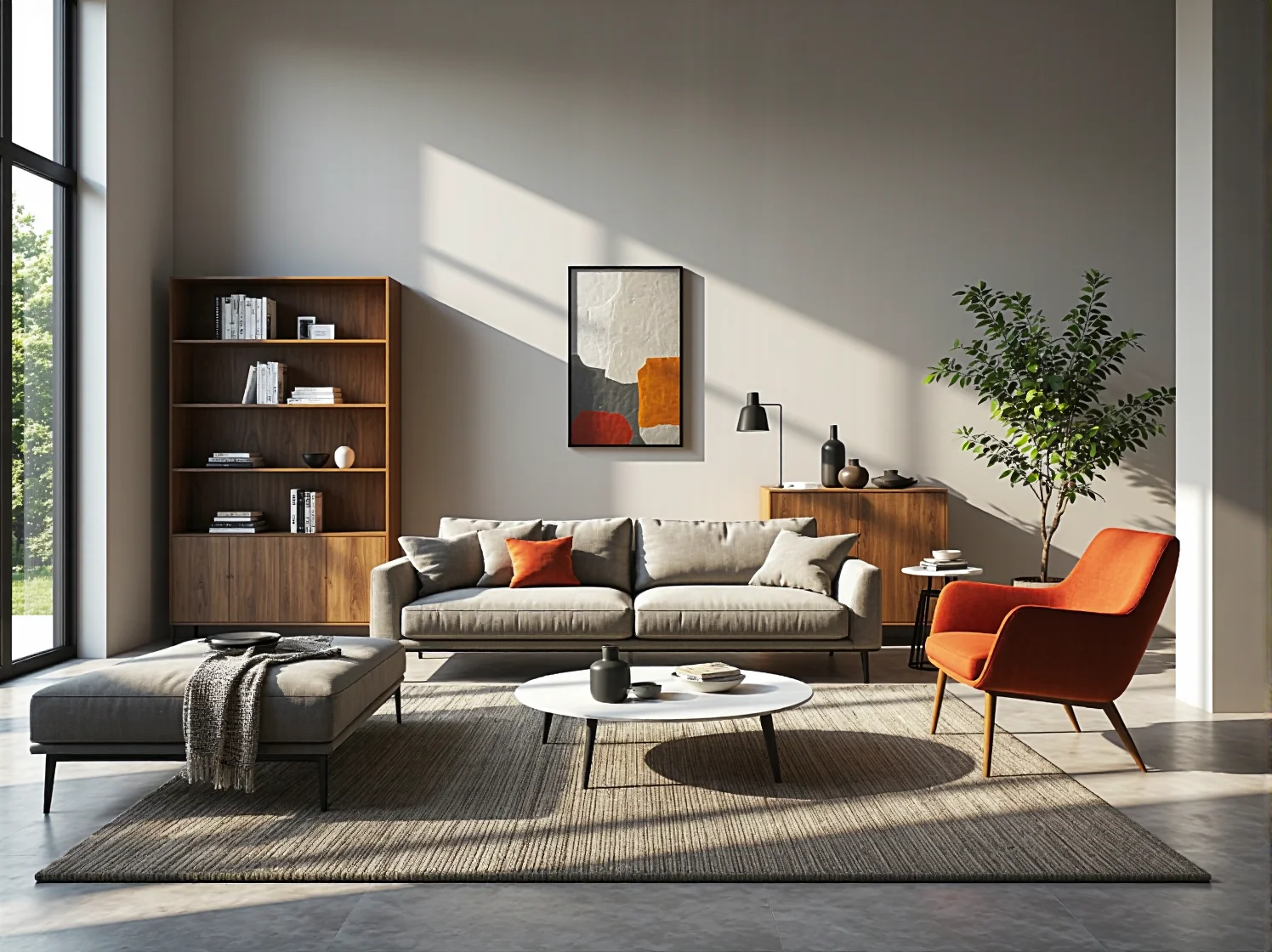 Aranżacja jadalni z meblami w barwach ziemi, terakoty i naturalnego drewna