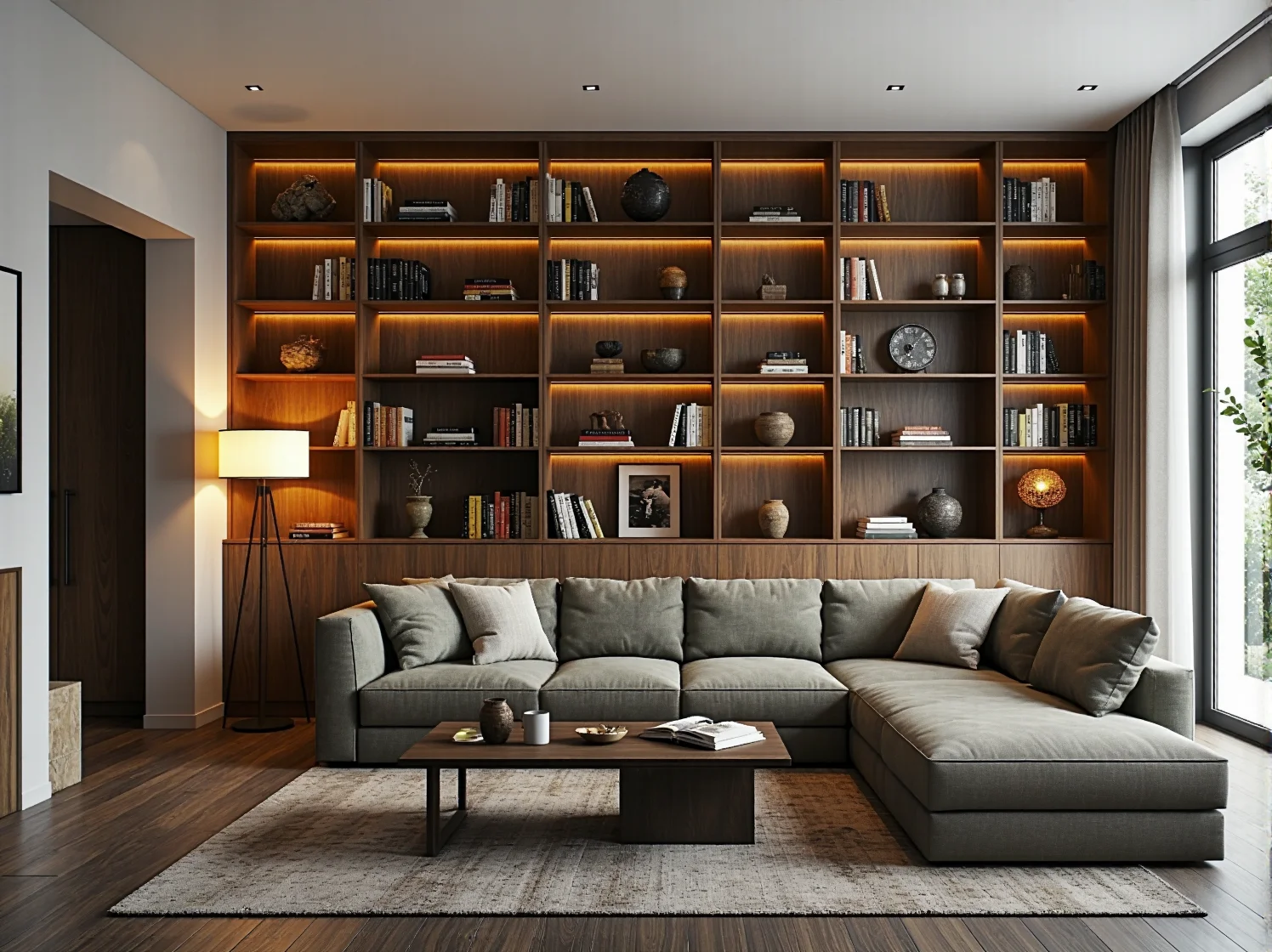 Brązowy narożnik kolonialny na tle ścian w kolorach ziemi i podróżniczych pamiątek.