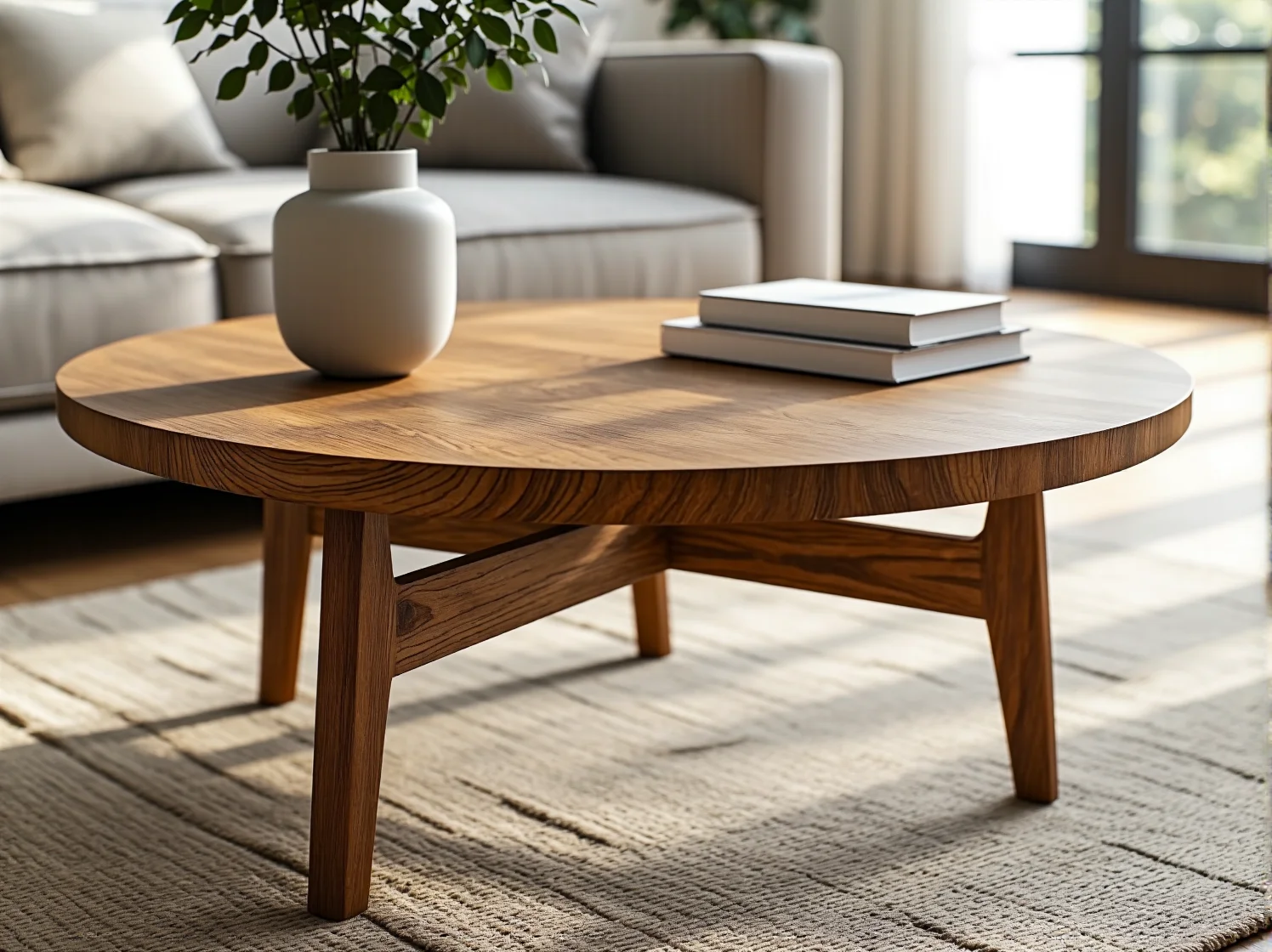 Innowacyjny stolik kawowy z korka – ekologiczny wybór do wnętrza w stylu skandynawskim.