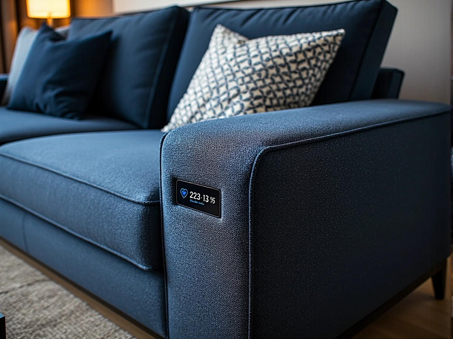 Inteligentne lustro analizujące kondycję skóry i wyświetlające kluczowe statystyki zdrowotne domowników.