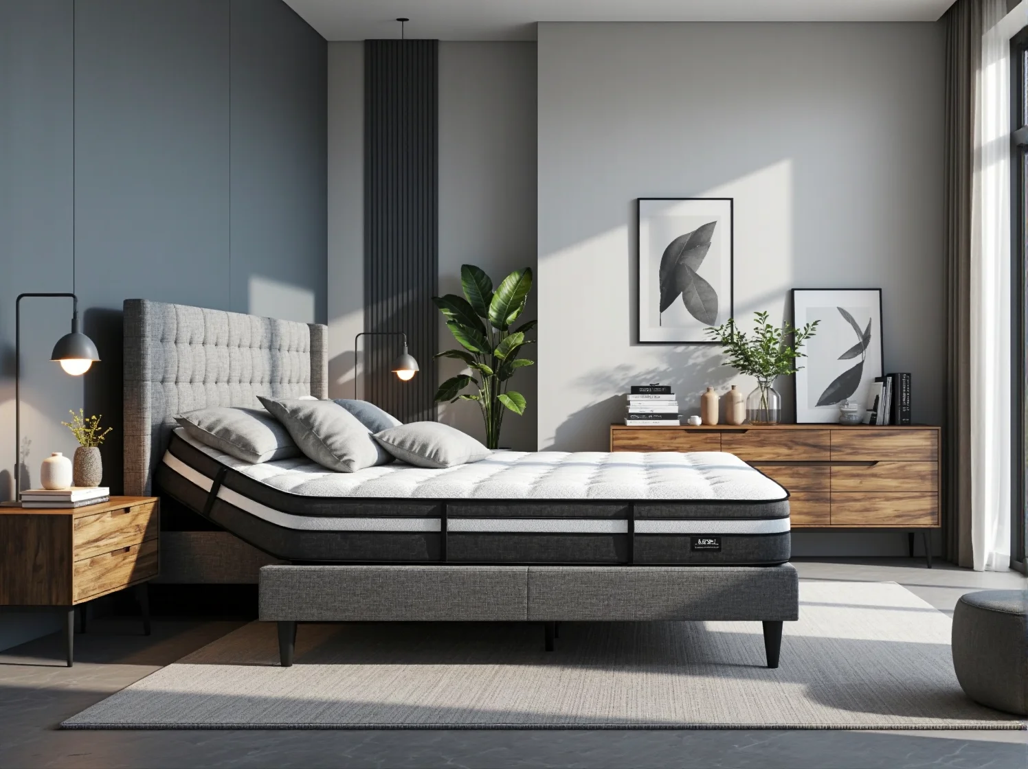 Dłoń w rękawicy ochronnej zeskrobuje szpachelką resztki farby z blatu starego stołu w ogrodzie.