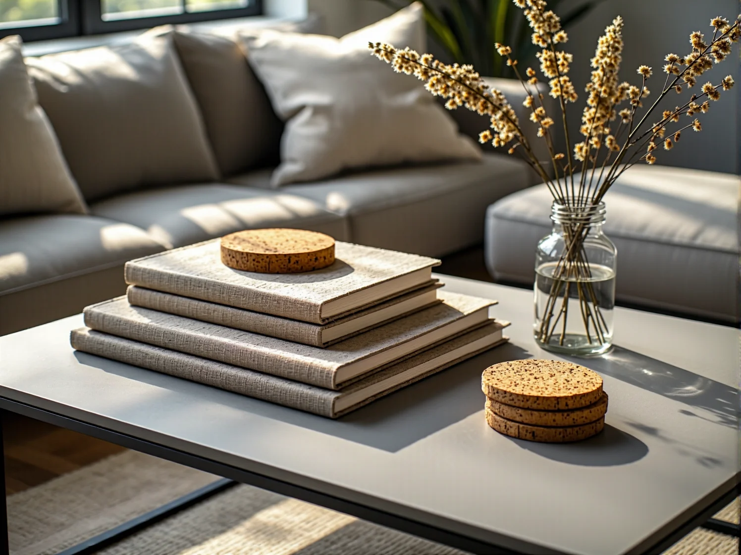 Jasny salon pełen światła z zielonymi akcentami. Pomysły na aranżację w duchu zrównoważonego rozwoju.