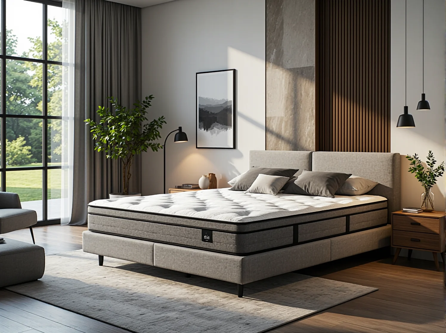 Okrągły stół teakowy z krzesłami na tarasie, jako zestaw mebli ogrodowych.