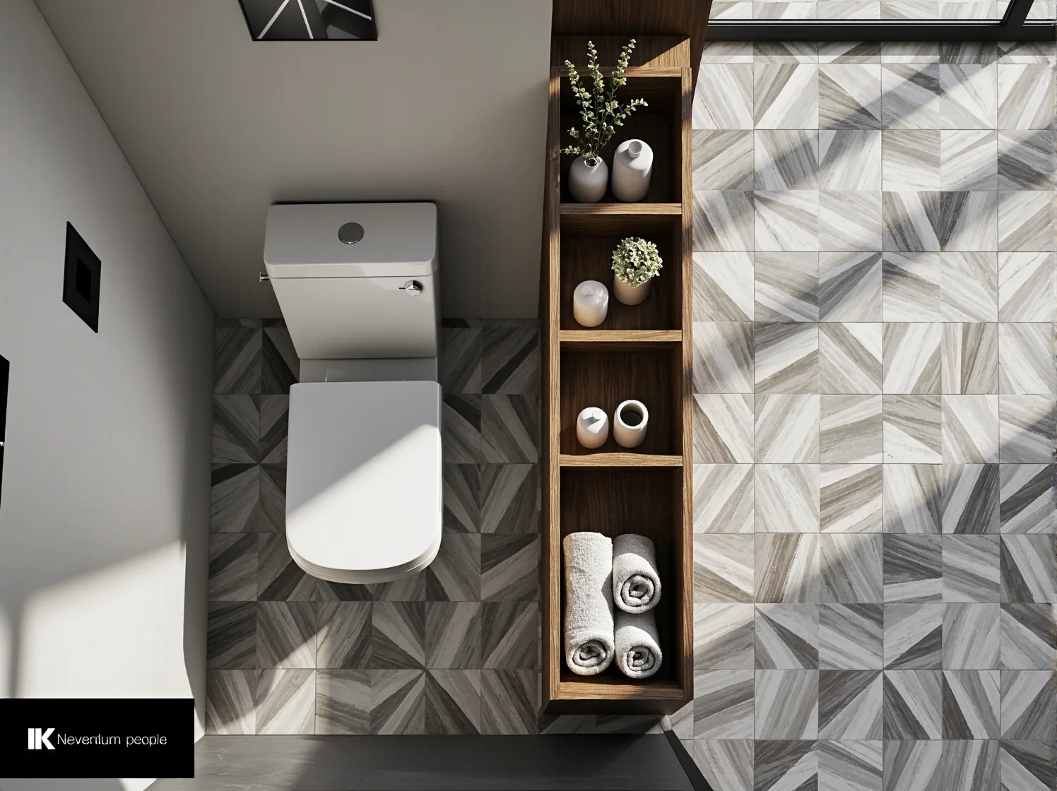 Duże lustro i jasne płytki optycznie powiększające przestrzeń w wąskiej łazience.