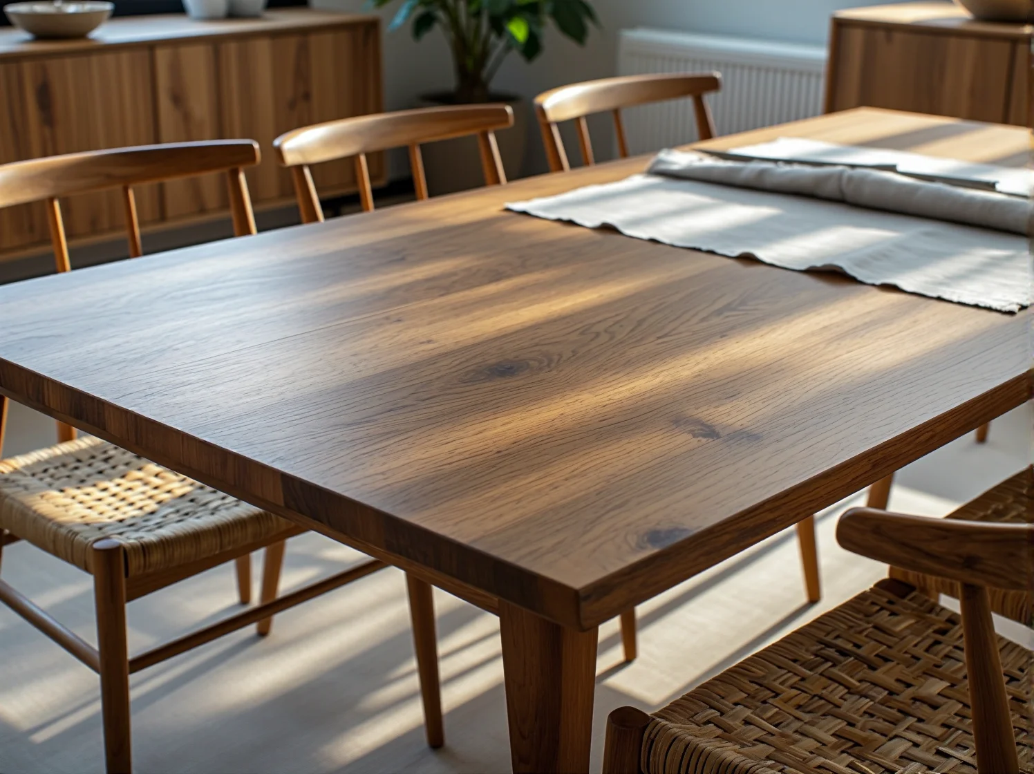Solidny stół dębowy w stylu skandynawskim cechujący się wysoką trwałością