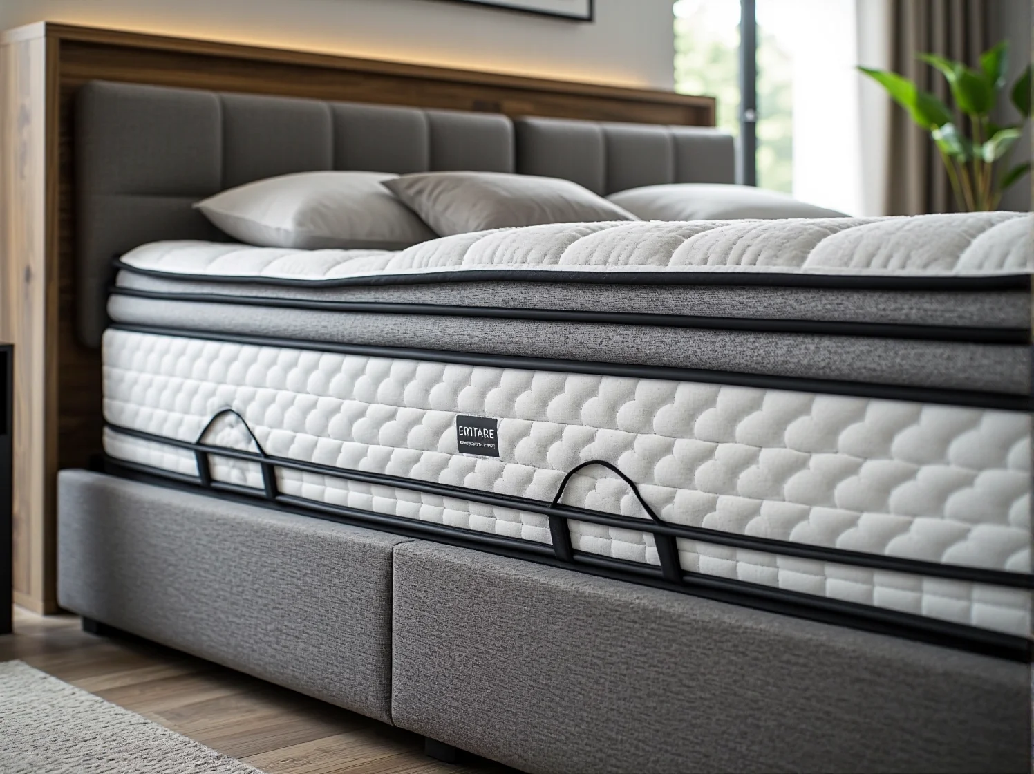 Zbliżenie na blat stołu z teaku, pokazujące naturalne usłojenie drewna.