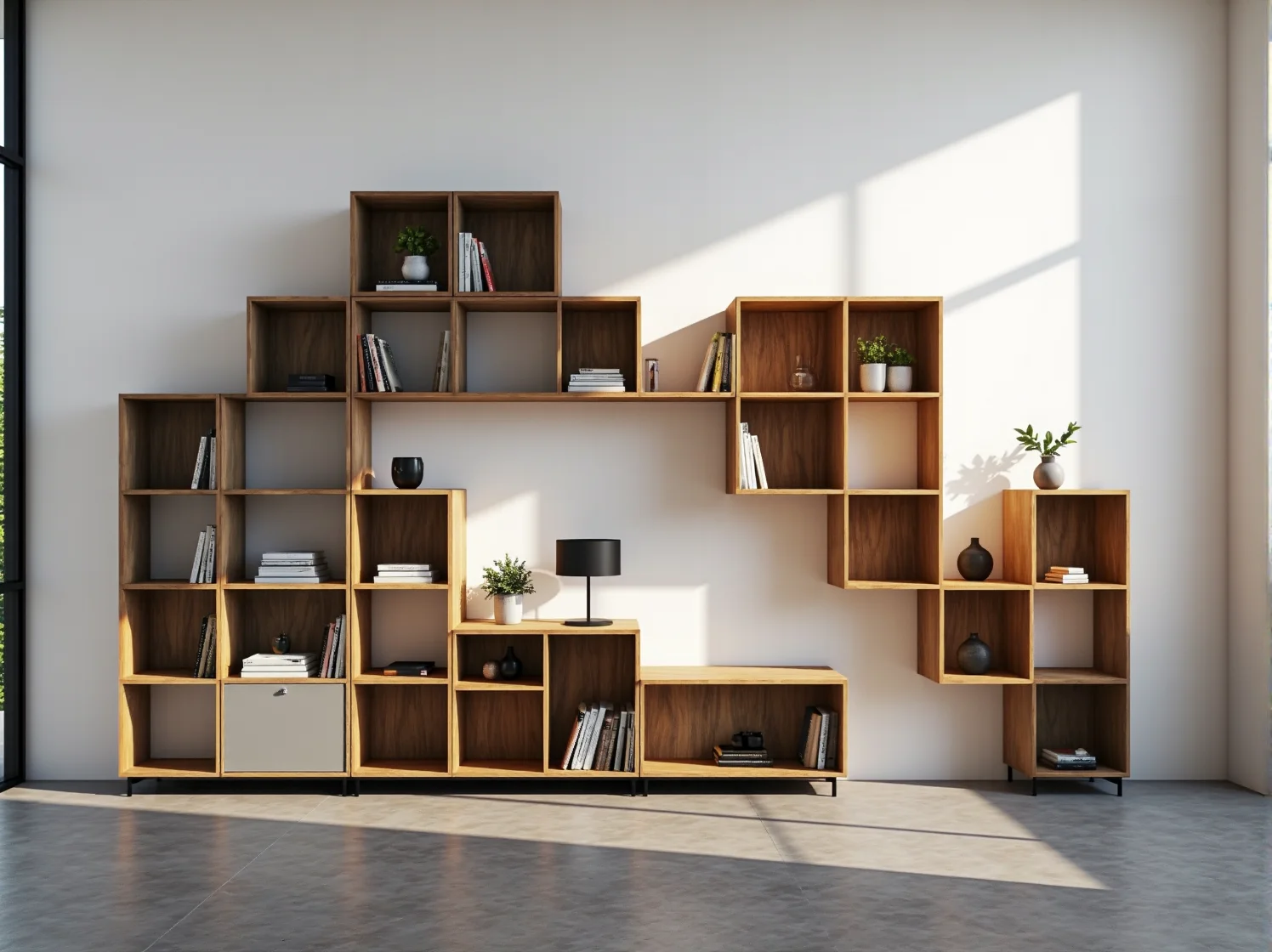 Elastyczna konfiguracja mebli modułowych pozwalająca na dowolne dopasowanie zestawu do wymiarów pokoju.