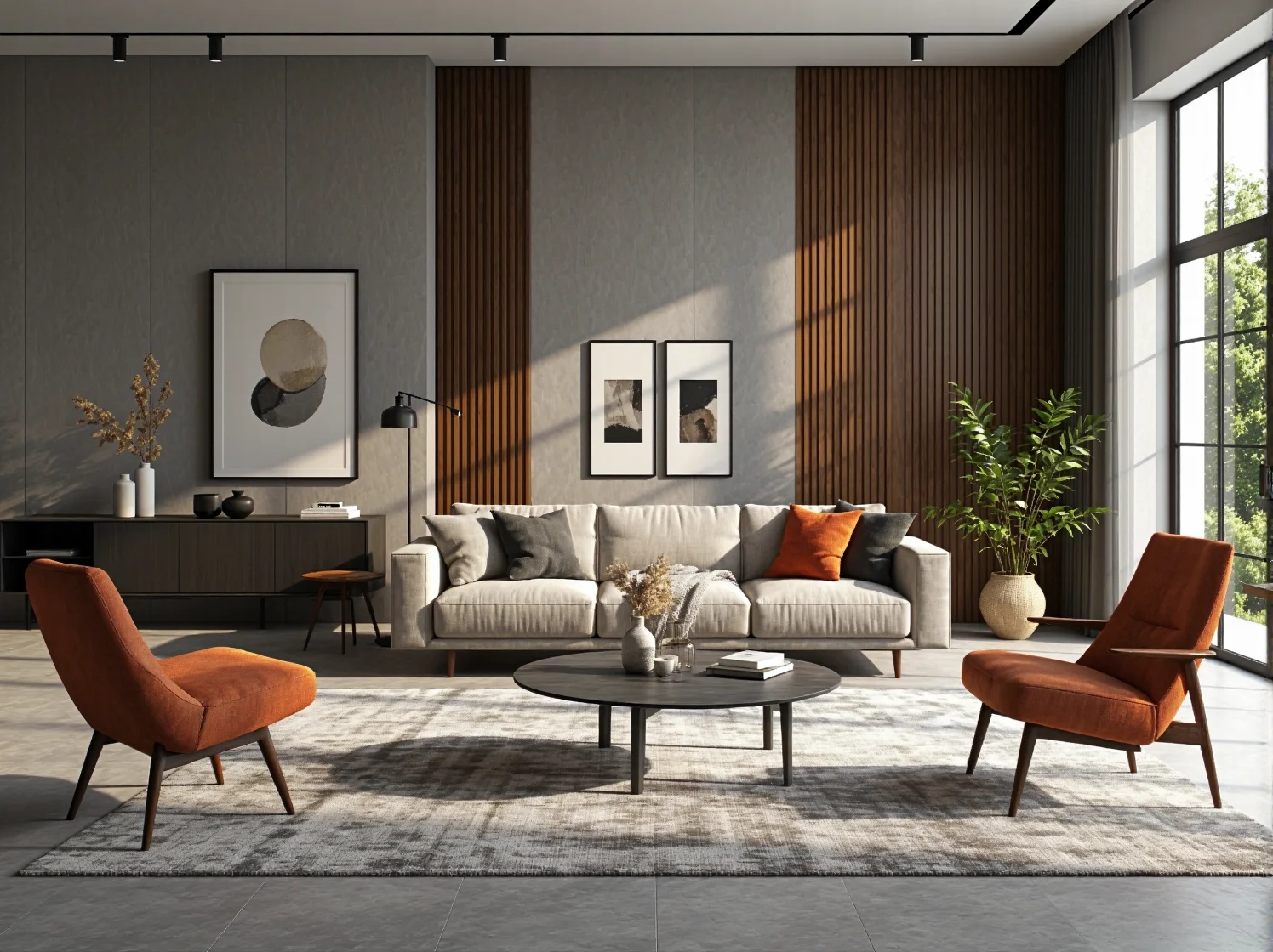 Fotel w kolorze głębokiej butelkowej zieleni jako akcent w jasnym pokoju dziennym