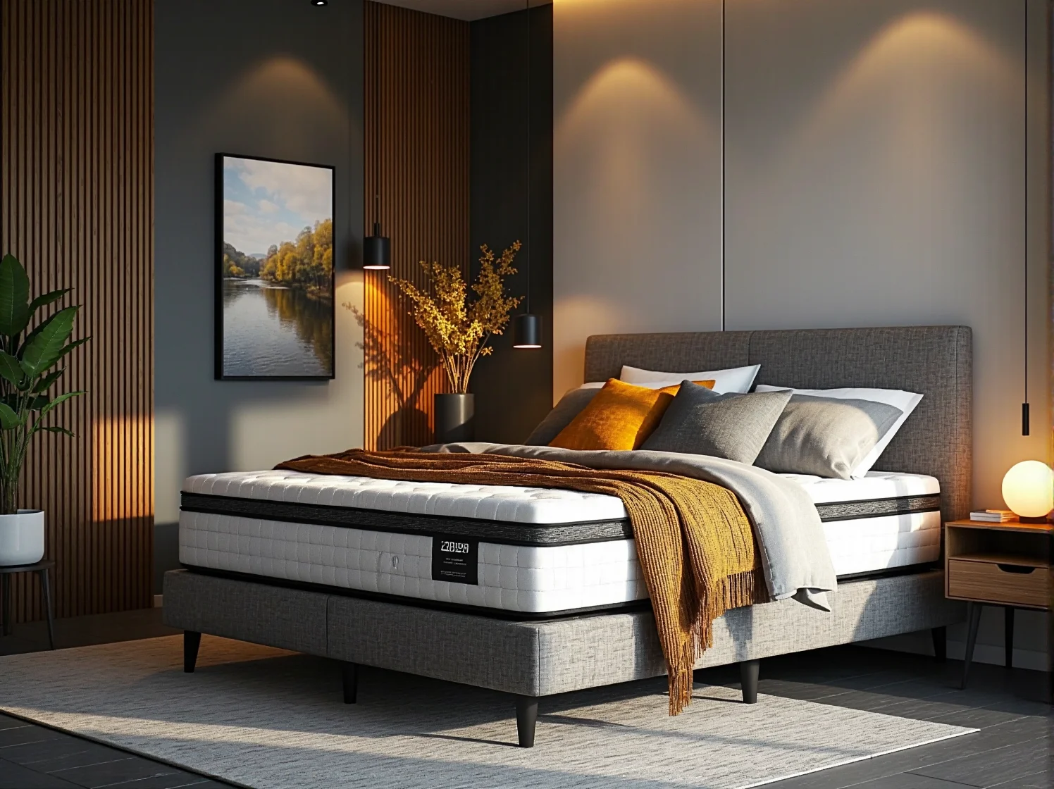 Próbki zrównoważonych tkanin obiciowych, w tym len, bawełna organiczna i materiały z recyklingu.